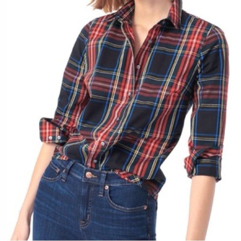 J. Crew Plaid Button Down Shirt - Red, Blue, Yellow